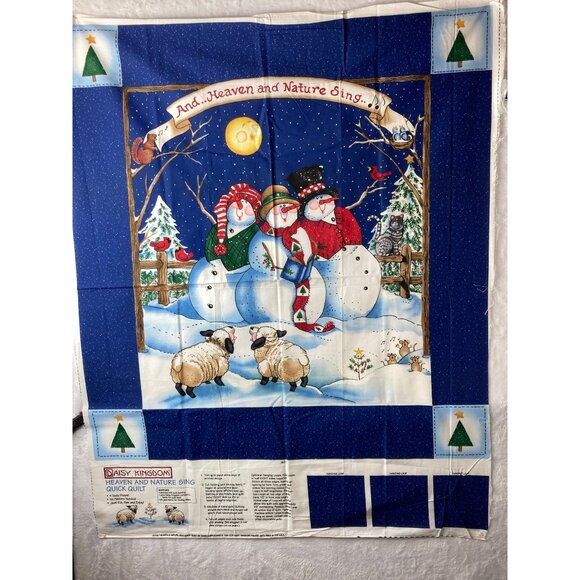 Daisy Kingdom Heaven Natur Sing Snowman Quick Quilt Panel Christmas Craft Fabric - Picture 3 of 9